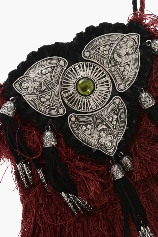 Collana Plastron in Pelle e Metallo con Frange>Dsquared2 Discount