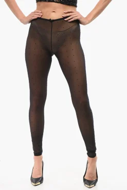 Clearance Collant in Mesh con Cristalli All-Over Donna Intimo