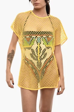 Fashion Copricostume Openwork a Tinta Unita Donna Costumi Da Bagno