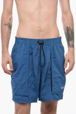 Clearance Costume da Bagno Boxer a Quadri Rip-Stop con 3 Tasche Uomo Costumi Da Bagno