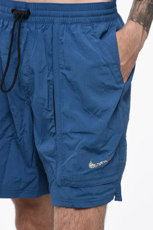 Clearance Costume da Bagno Boxer a Quadri Rip-Stop con 3 Tasche Uomo Costumi Da Bagno