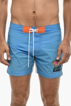 Costume da Bagno Boxer Bicolore con Logo Frontale>Dsquared2 New