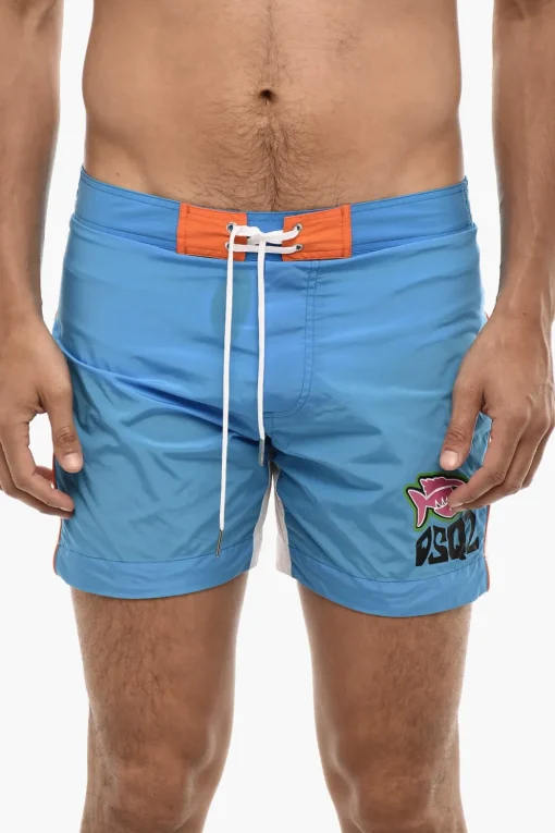 Costume da Bagno Boxer Bicolore con Logo Frontale>Dsquared2 New