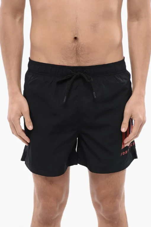 Costume da Bagno Boxer BMBX-NICO in Tinta Unita con Logo a Contrasto>Diesel Clearance