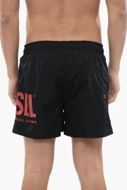 Costume da Bagno Boxer BMBX-NICO in Tinta Unita con Logo a Contrasto>Diesel Clearance