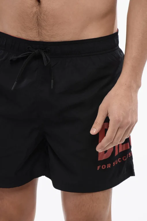 Costume da Bagno Boxer BMBX-NICO in Tinta Unita con Logo a Contrasto>Diesel Clearance