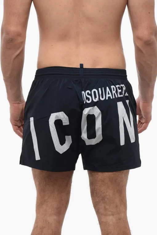 Sale Costume da Bagno Boxer con Logo a Contrasto Uomo Costumi Da Bagno