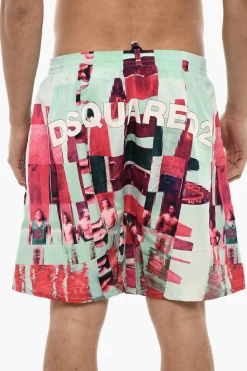 Costume da Bagno Boxer con Motivo Geometrico Pixel>Dsquared2 Best
