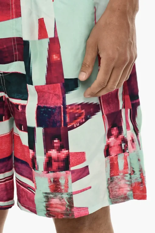 Costume da Bagno Boxer con Motivo Geometrico Pixel>Dsquared2 Best