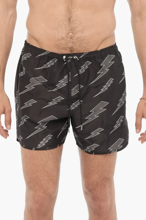 Costume da Bagno Boxer con Stampa Thunderbolt All-Over>Neil Barrett Online