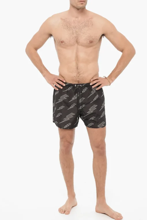 Costume da Bagno Boxer con Stampa Thunderbolt All-Over>Neil Barrett Online