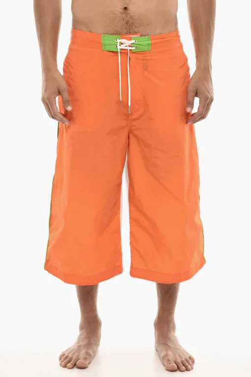 Fashion Costume da Bagno Boxer Extra Long con Desing a Contrasto Uomo Costumi Da Bagno