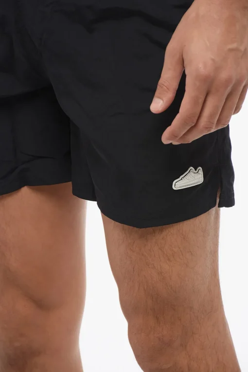 Costume da Bagno Boxer in Tinta Unita con Patch Sneakers>Nike Clearance