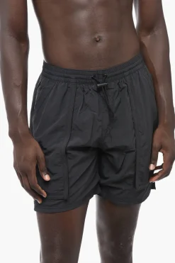 Clearance Costume da Bagno Boxer in Tinta Unita a 3 Tasche Uomo Costumi Da Bagno