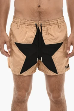 Sale Costume da Bagno Boxer In Nylon Con Maxi Stella Frontale Uomo Costumi Da Bagno