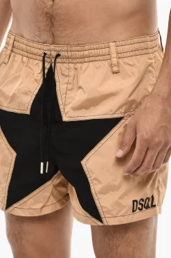 Sale Costume da Bagno Boxer In Nylon Con Maxi Stella Frontale Uomo Costumi Da Bagno