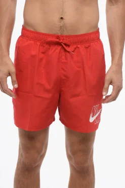 New Costume da Bagno Boxer in Tinta Unita con Logo a Contrasto Uomo Costumi Da Bagno
