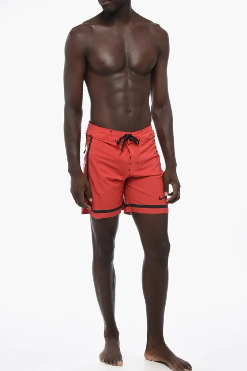Fashion Costume da Bagno Boxer in Tessuto Stretch con Dettagli a Contrasto Uomo Costumi Da Bagno