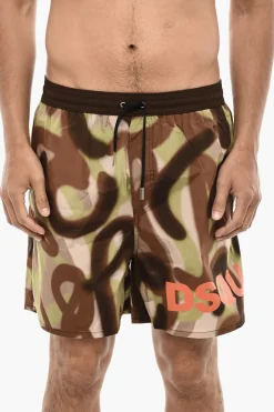 Costume da Bagno Boxer Logato con Motivo Spray Paint>Dsquared2 Outlet