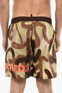 Costume da Bagno Boxer Logato con Motivo Spray Paint>Dsquared2 Outlet