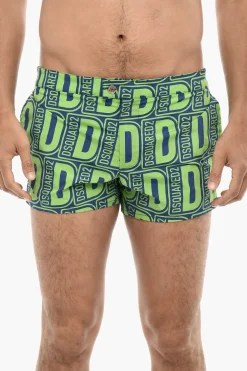 Costume Da Bagno Boxer MIDI Con Stampa Logo Allover>Dsquared2 Hot