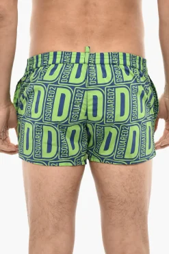 Costume Da Bagno Boxer MIDI Con Stampa Logo Allover>Dsquared2 Hot