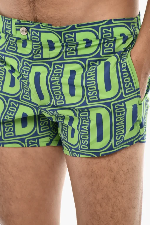 Costume Da Bagno Boxer MIDI Con Stampa Logo Allover>Dsquared2 Hot