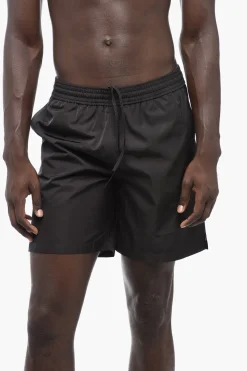 Sale Costume da Bagno Boxer MOON TAB in Tinta Unita con Stampa a Contrasto Uomo Costumi Da Bagno