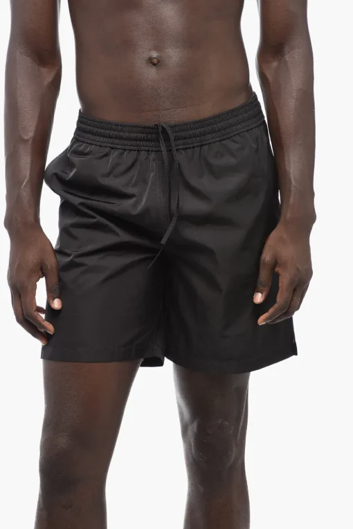 Sale Costume da Bagno Boxer MOON TAB in Tinta Unita con Stampa a Contrasto Uomo Costumi Da Bagno