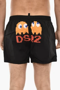 Costume Da Bagno Boxer PACMAN Stampato Con Coulisse>Dsquared2 Fashion