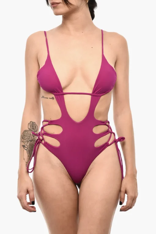 Costume da Bagno Intero a Tinta Unita con Dettagli Cut Out>Dsquared2 Fashion