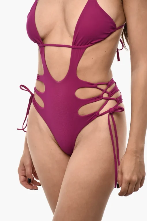 Costume da Bagno Intero a Tinta Unita con Dettagli Cut Out>Dsquared2 Fashion