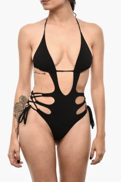 Costume da Bagno Intero a Tinta Unita con Dettagli Cut Out>Dsquared2 Hot