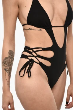 Costume da Bagno Intero a Tinta Unita con Dettagli Cut Out></noscript>Dsquared2 Hot