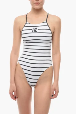 Costume da Bagno Intero a Righe>Karl Lagerfeld Discount