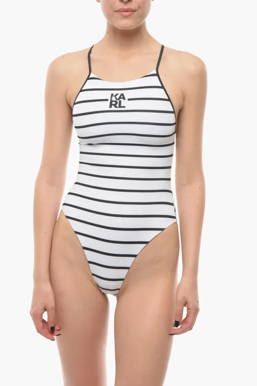 Costume da Bagno Intero a Righe>Karl Lagerfeld Discount