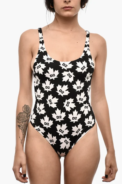 Costume da Bagno Intero Bicolore con Monogram All-Over>Dsquared2 Discount