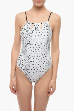 Costume da Bagno Intero con Schiena Scoperta e Dettagli a Contrasto>Karl Lagerfeld Best