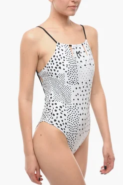 Costume da Bagno Intero con Schiena Scoperta e Dettagli a Contrasto>Karl Lagerfeld Best