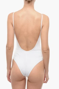 Fashion Costume da Bagno Intero in Tinta Unita con Stampa Logo a Contrasto Donna Costumi Da Bagno