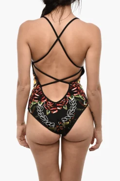 Best Costume da Bagno Intero Stampato con Schiena Scoperta Donna Costumi Da Bagno