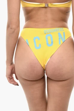 Clearance Costume Da Bagno Slip A Tinta Unita con Logo sul Retro Donna Costumi Da Bagno