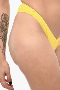 Clearance Costume Da Bagno Slip A Tinta Unita con Logo sul Retro Donna Costumi Da Bagno