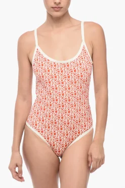 New Costume Intero con Fantasia Logo All-Over Donna Costumi Da Bagno