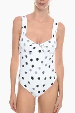 Outlet Costume Intero LEHI A Pois con Dettaglio Nodo sul Fronte Donna Costumi Da Bagno