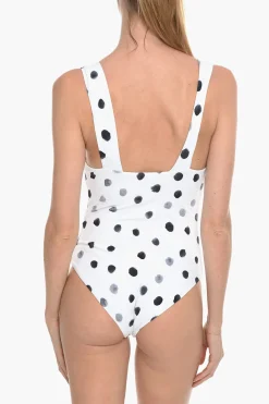 Outlet Costume Intero LEHI A Pois con Dettaglio Nodo sul Fronte Donna Costumi Da Bagno
