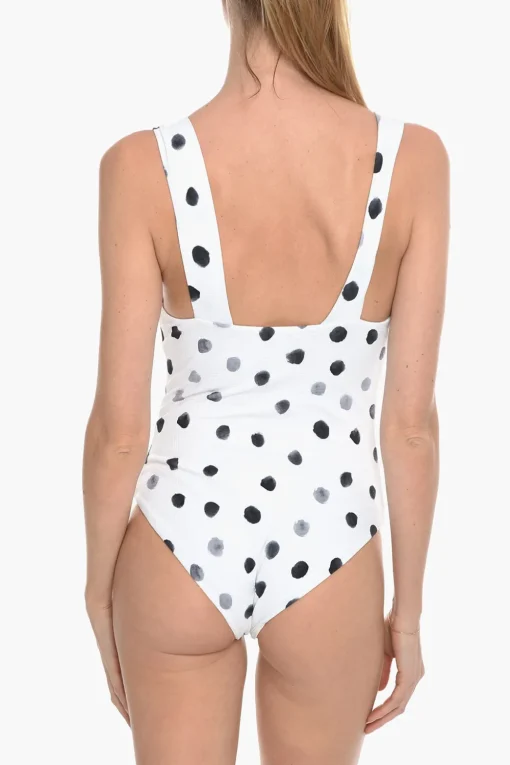 Outlet Costume Intero LEHI A Pois con Dettaglio Nodo sul Fronte Donna Costumi Da Bagno