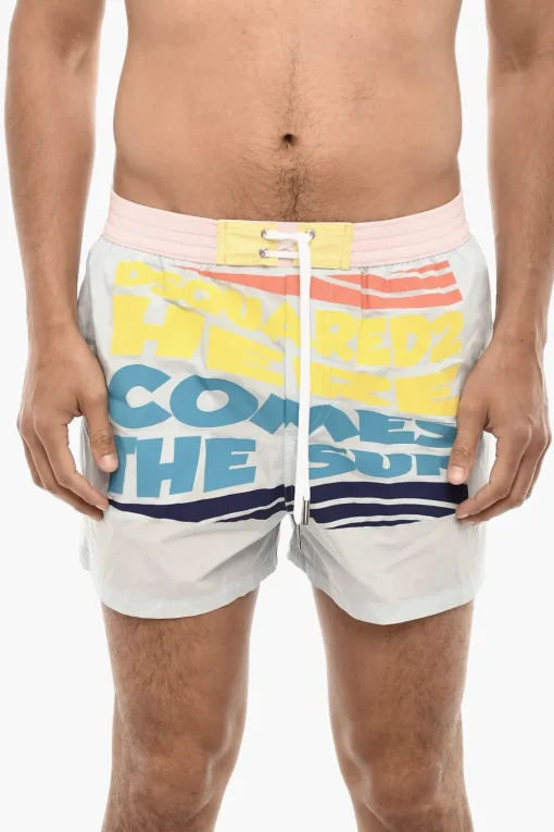 Costumi da Bagno Desing a Contasto con Stampa>Dsquared2 Clearance