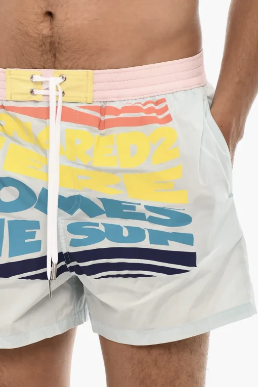 Costumi da Bagno Desing a Contasto con Stampa>Dsquared2 Clearance