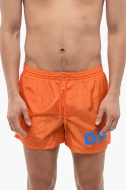 Cotume da Bagno Boxer con Logo a Contrasto>Dsquared2 Outlet